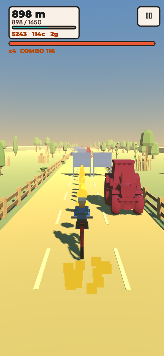 Chapter one, The Long Verge: riding a bicycle along a wheatbelt road, passing a red tractor parked on the verge.